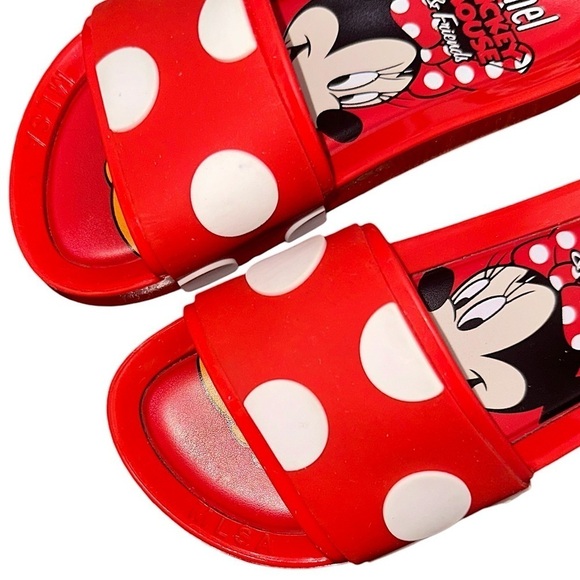 Mini Melissa Red + White Polka Dot Disney Minnie Mouse Scented Sandal Slides 12 - Picture 4 of 8